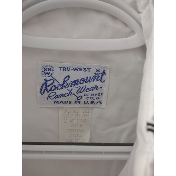 NWT Rockmount Ranch Wear Western Pearl Snap Ln Sleev  XS White Embroidered - Picture 6 of 10